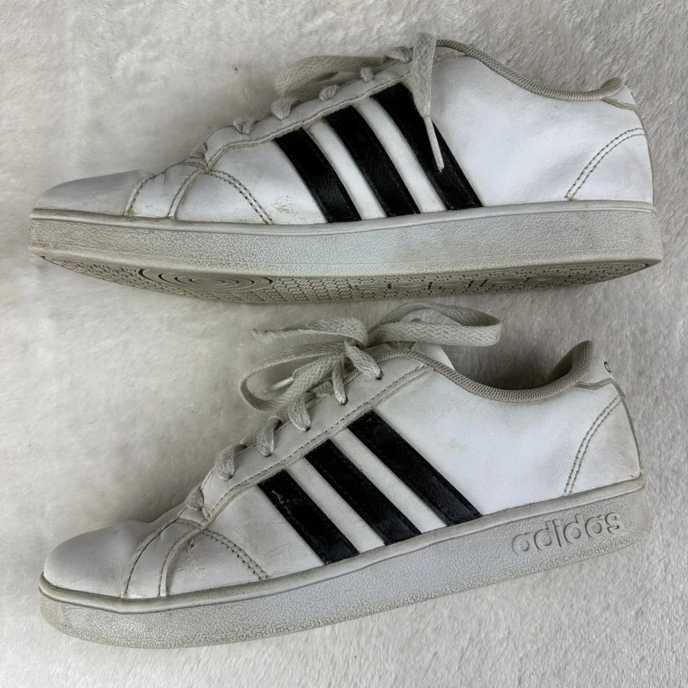 Adidas Baseline Shoes Womens Size 6 White Black 3‎ Stripes Court Sneaker AW4299